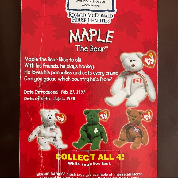 2 Collectible TY Beanie Babies Bears from McDonald's (Maple & Britannia) NIB - Picture 5 of 10